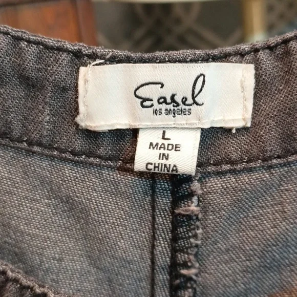 Gray Paisley Distressed Crop Denim Dungarees Bib Overall Jumper Oversized Lg - Picture 10 of 12